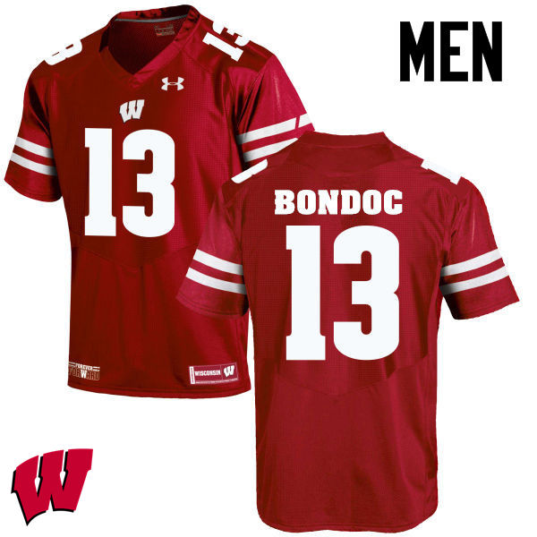 Men Wisconsin Badgers #13 Evan Bondoc College Football Jerseys-Red